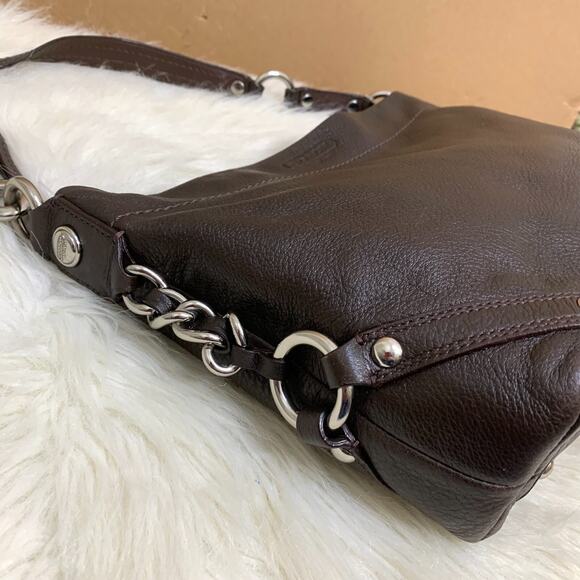 COACH Dark Brown Pebbled Leather CARLY Hobo Shoulder Bag F15251 - Picture 15 of 16